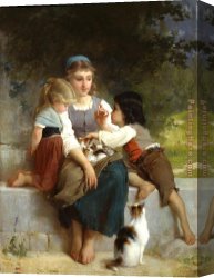 Munier Canvas Paintings - The New Pets by Emile Munier