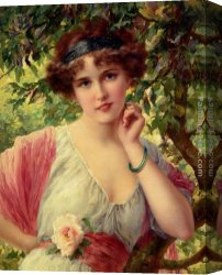 Vernon Canvas Paintings - A Summer Rose by Emile Vernon