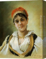 Vernon Canvas Paintings - A Woodland Maiden by Emile Vernon