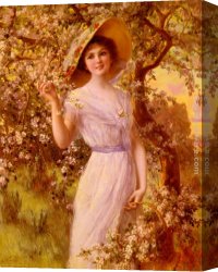 Vernon Canvas Paintings - Fleurs De Cerise by Emile Vernon