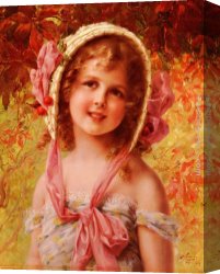 Vernon Canvas Paintings - The Cherry Bonnet by Emile Vernon
