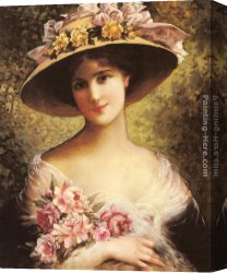 Vernon Canvas Paintings - The Fancy Bonnet by Emile Vernon