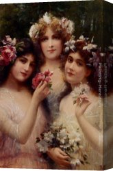 Vernon Canvas Paintings - The Three Graces by Emile Vernon