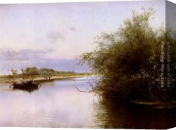 Fisherman's Canvas Paintings - Fisherman And Washerwomen By The River by Emilio Sanchez-Perrier