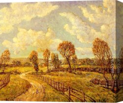 Ernest Canvas Paintings - New England Lanscape by Ernest Lawson