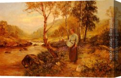 A Holiday Gathering Canvas Paintings - Gathering Wildflowers by Ernst Walbourn