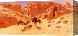 Deserted Canvas Paintings - Caravan In The Desert by Eugene-Alexis Girardet