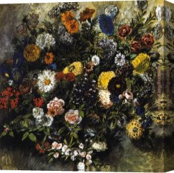 Eugene Delacroix Canvas Paintings - Bouquet of Flowers by Eugene Delacroix