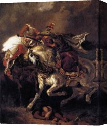 Eugene Delacroix Canvas Paintings - Combat of the Giaour and the Pasha by Eugene Delacroix