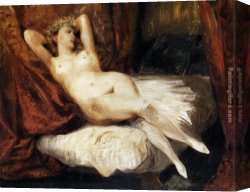 Eugene Delacroix Canvas Paintings - Female Nude Reclining on a Divan by Eugene Delacroix