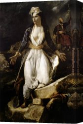 Eugene Delacroix Canvas Paintings - Greece on the Ruins of Missolonghi by Eugene Delacroix