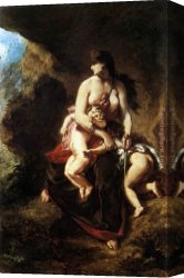 Eugene Delacroix Canvas Paintings - Medea about to Kill her Children by Eugene Delacroix