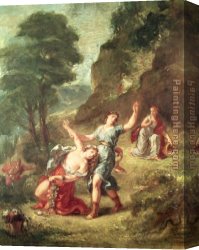 Eugene Delacroix Canvas Paintings - Orpheus and Eurydice Spring from a series of the Four Seasons 1862 by Eugene Delacroix