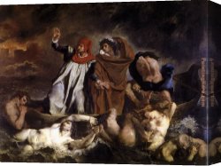 Eugene Delacroix Canvas Paintings - The Barque of Dante by Eugene Delacroix