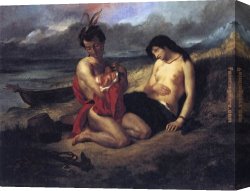 Eugene Delacroix Canvas Paintings - The Natchez by Eugene Delacroix