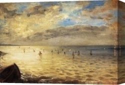 Eugene Delacroix Canvas Paintings - The Sea from the Heights of Dieppe by Eugene Delacroix