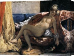 Eugene Delacroix Canvas Paintings - Woman with a Parrot by Eugene Delacroix