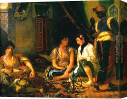 Eugene Delacroix Canvas Paintings - Women of Algiers in their Apartment by Eugene Delacroix
