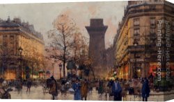 Boulevard Montmarte Canvas Paintings - Les Grands Boulevards A Paris by Eugene Galien-Laloue