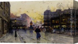 Scene Canvas Paintings - Paris Street Scene by Eugene Galien-Laloue