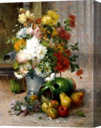 Grand Canvas Paintings - Grand Bouquet de Fleurs by Eugene Henri Cauchois