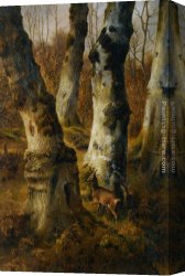 Deer Canvas Paintings - Deer in a Wood by Eugene Verboeckhoven