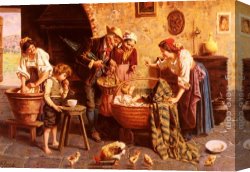 A Holiday Gathering Canvas Paintings - The Family Gathering by Eugenio Zampighi