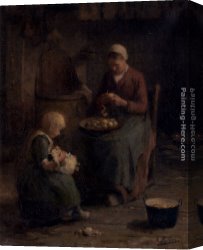 Pieter Canvas Paintings - Mother and Daughter by Evert Pieters