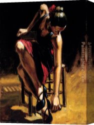 Marina with Red Light Canvas Paintings - Dancerin Red Skirt by Fabian Perez