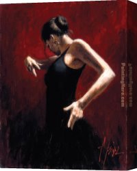 El Bano Del Caballo [the Horse's Bath] Canvas Paintings - El Baile del Flamenco en Rojo I by Fabian Perez