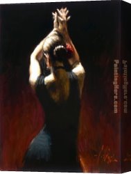 Dancer Canvas Paintings - flamenco dancer in black Dress by Fabian Perez