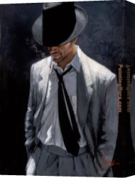 Perez Canvas Paintings - MAN IN WHITE SUIT IV by Fabian Perez