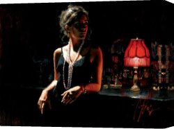 The Light of Peace Canvas Paintings - Marina with Red Light by Fabian Perez