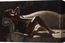 Perez Canvas Paintings - Paola on thhe Couch by Fabian Perez
