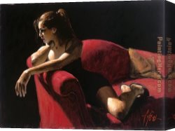 Perez Canvas Paintings - Rojo Sillion III Second State by Fabian Perez