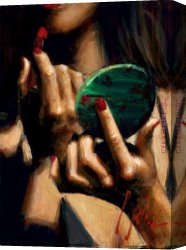 Mirror Canvas Paintings - Study for Terressa with Mirror And Lipstick by Fabian Perez