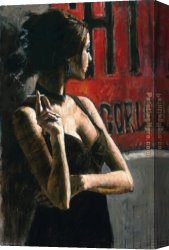 The Sign Painter [detail] Canvas Paintings - THE RED SIGN by Fabian Perez
