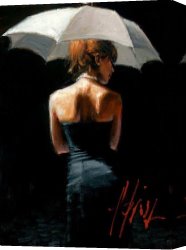 Woman Canvas Paintings - Woman with White Umbrella by Fabian Perez