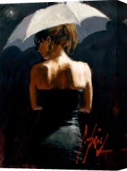 Umbrellas Canvas Paintings - Woman With White Umbrella III by Fabian Perez