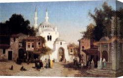 Before a Mosque (cairo) Canvas Paintings - Outside The Mosque by Fabius Germain Brest