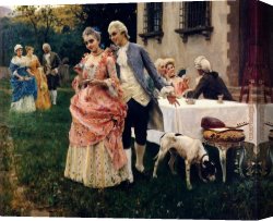 Sunday Afternoon on The Island of La Grande Jatte Canvas Paintings - An Afternoon Tea by Federico Andreotti