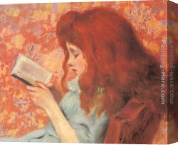 A Young Girl And Her Dog Canvas Paintings - Young Girl Reading by Federigo Zandomeneghi