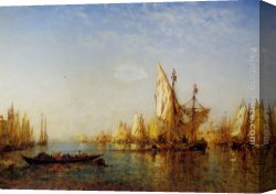 Mediterranean Shipping Canvas Paintings - Shipping on the Grand Canal Venice by Felix Ziem