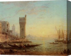 Oriental Canvas Paintings - Un Port Oriental by Felix Ziem