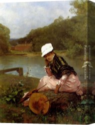 Intimate Thoughts Canvas Paintings - Faraway Thoughts by Ferdinand Heilbuth