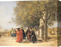 Gardens of The Vatican Canvas Paintings - Gardens of the Vatican by Ferdinand Heilbuth