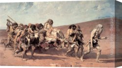 Flying Canvas Paintings - Cain flying before Jehovah's Curse by Fernand-Anne Piestre Cormon