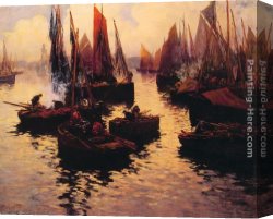 Marie Canvas Paintings - After the day's Catch by Fernand Marie Eugene Legout-Gerard