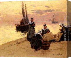 Marie Canvas Paintings - Breton Fisherwoman by Fernand Marie Eugene Legout-Gerard