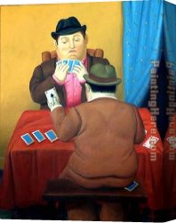 Card Canvas Paintings - Card Players by Fernando Botero